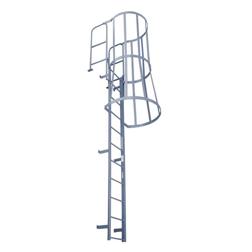 Modular Fixed Ladder with Walk-Thru Handrails & Cage (MWC Series)